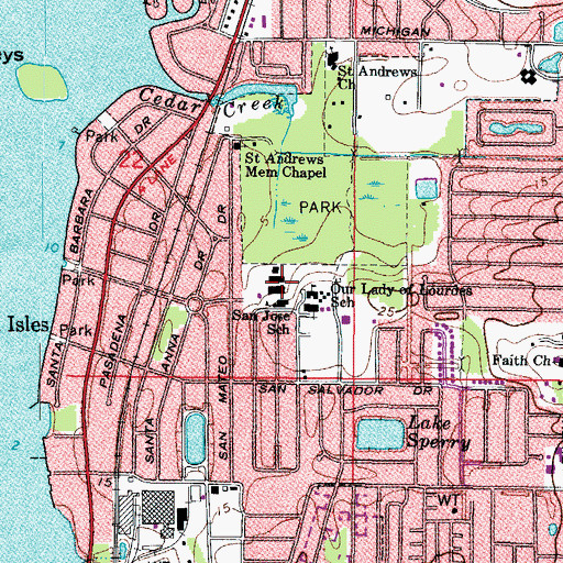 Topographic Map of San Jose Elementary School, FL