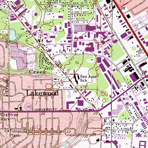 Topographic Map of San Jose Elementary School, FL