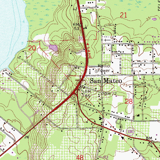 Topographic Map of San Mateo, FL