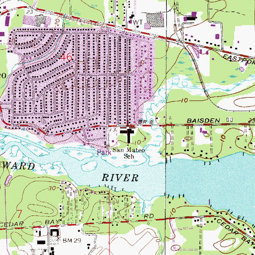 Topographic Map of San Mateo Elementary School, FL
