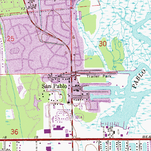 Topographic Map of San Pablo, FL