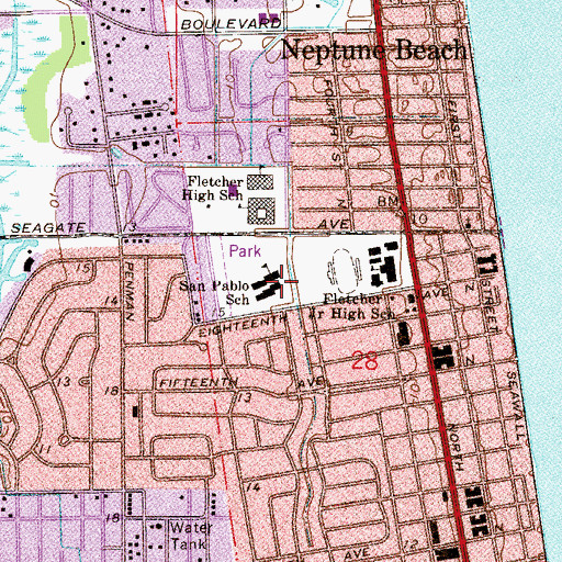 Topographic Map of San Pablo Elementary School, FL