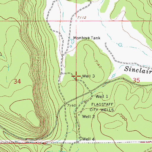 Topographic Map of Flagstaff City Well Three, AZ