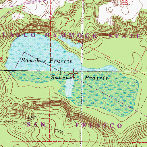 Topographic Map of Sanchez Prairie, FL