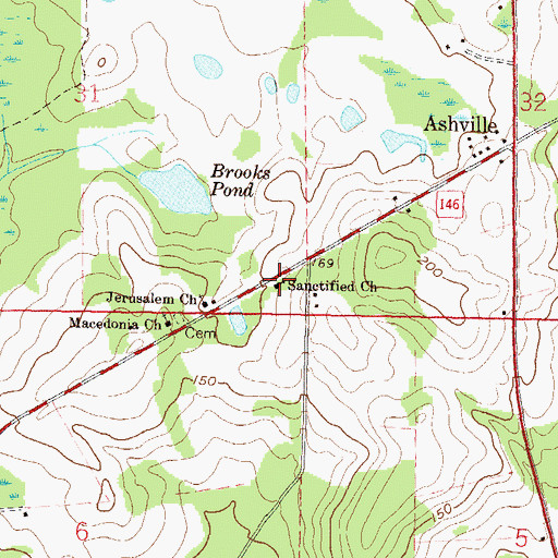 Topographic Map of Sanctified Church, FL