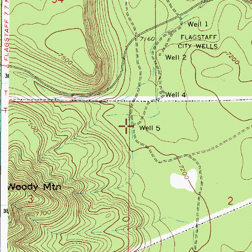Topographic Map of Flagstaff City Well Five, AZ