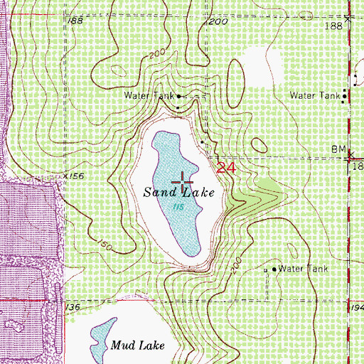 Topographic Map of Sand Lake, FL