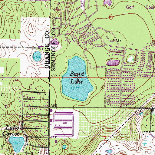 Topographic Map of Sand Lake, FL