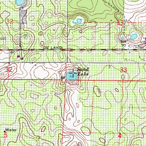 Topographic Map of Sand Lake, FL