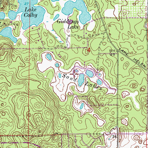 Topographic Map of Sand Lakes, FL