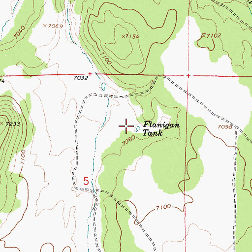 Topographic Map of Flanigan Tank, AZ