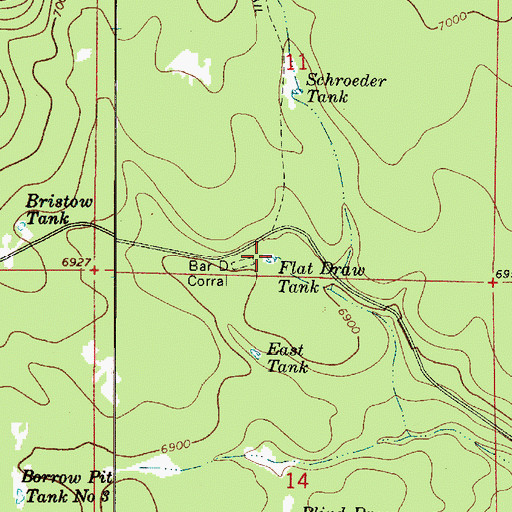 Topographic Map of Flat Draw Tank, AZ