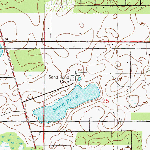 Topographic Map of Sand Pond Cemetery, FL