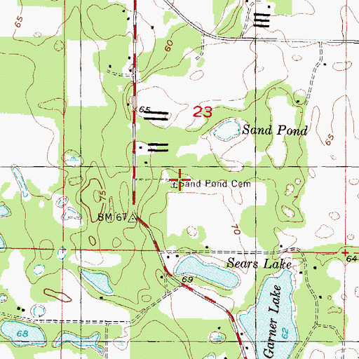 Topographic Map of Sand Pond Cemetery, FL
