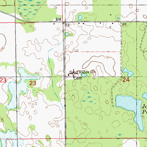 Topographic Map of Sand Ridge Cemetery, FL