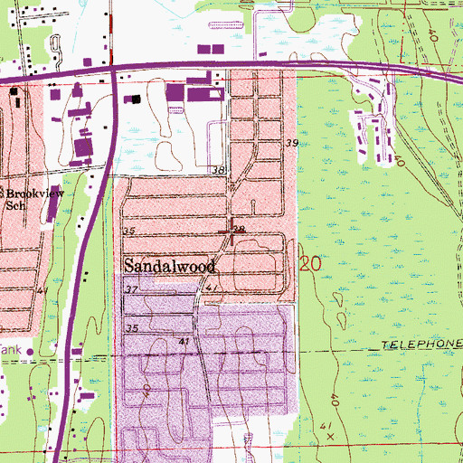 Topographic Map of Sandalwood, FL