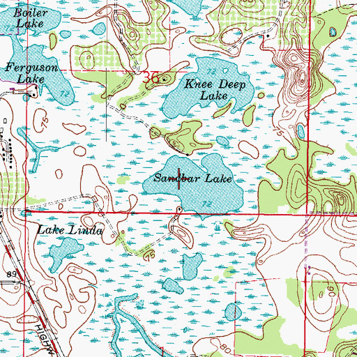 Topographic Map of Sandbar Lake, FL