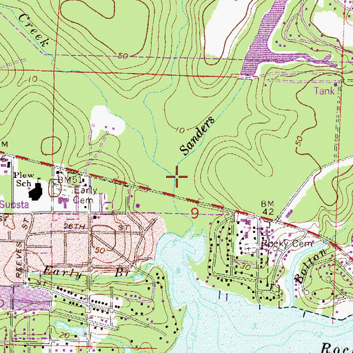Topographic Map of Sanders Branch, FL