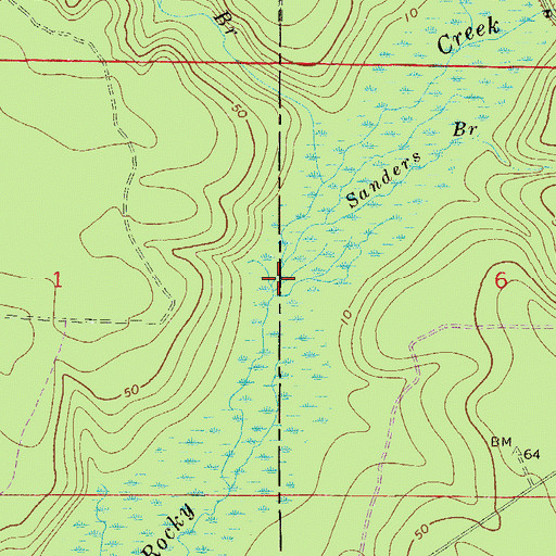 Topographic Map of Sanders Branch, FL