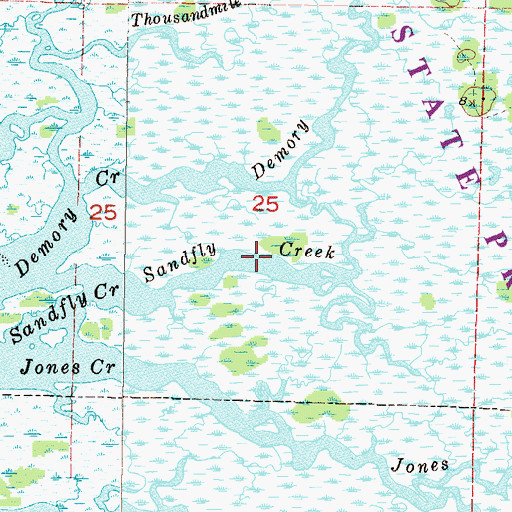 Topographic Map of Sandfly Creek, FL