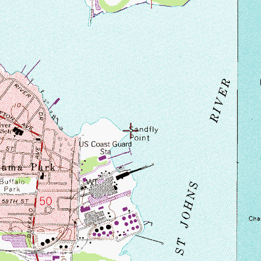 Topographic Map of Sandfly Point, FL