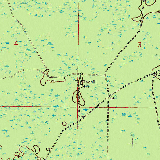 Topographic Map of Sandhill Cemetery, FL