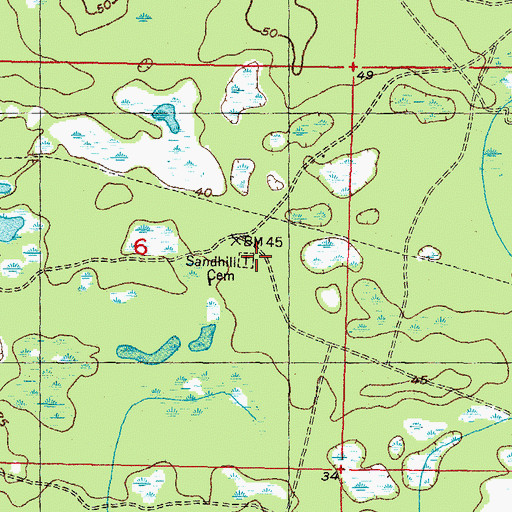 Topographic Map of Sandhill Cemetery, FL