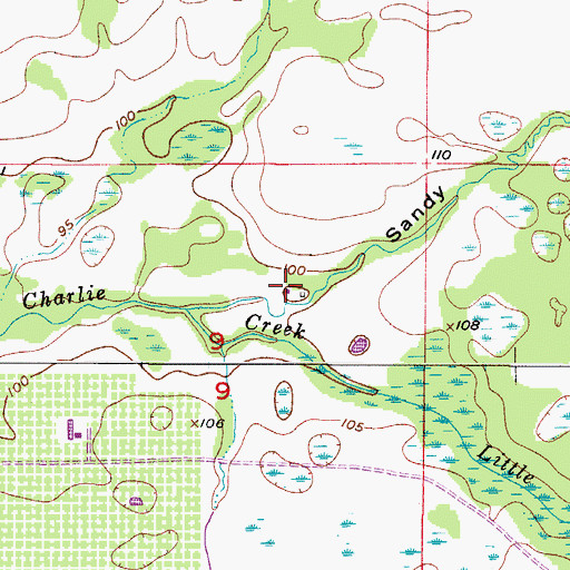 Topographic Map of Sandy Gully, FL