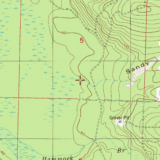 Topographic Map of Sandy Hollow, FL