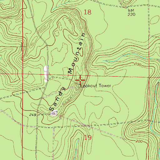 Topographic Map of Sandy Mountain, FL