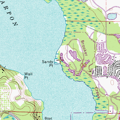 Topographic Map of Sandy Point, FL