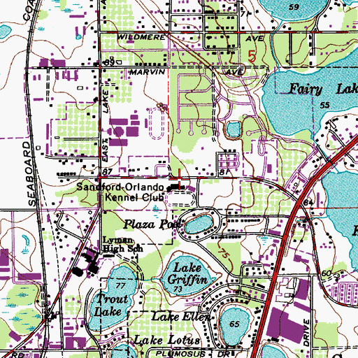 Topographic Map of Sanford-Orlando Kennel Club, FL