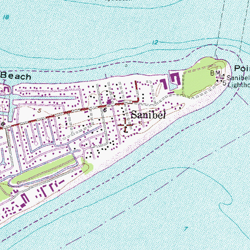 Topographic Map of Sanibel, FL