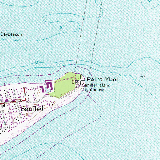 Topographic Map of Sanibel Island Lighthouse, FL