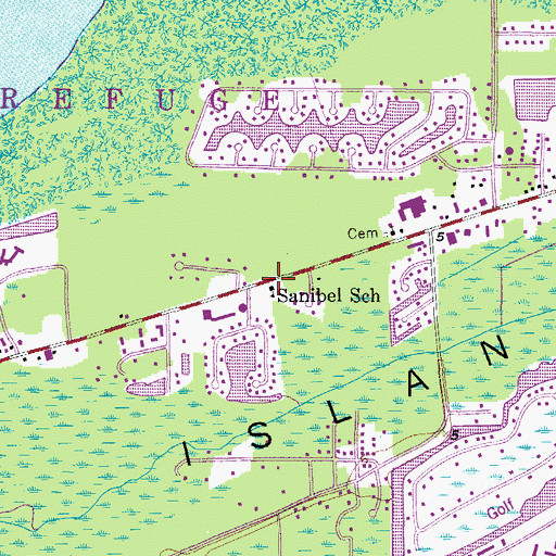 Topographic Map of Sanibel School, FL