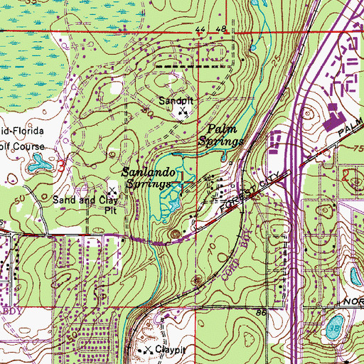 Topographic Map of Sanlando Springs, FL