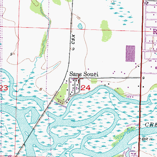 Topographic Map of Sans Souci, FL