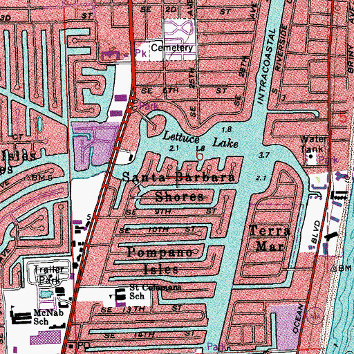 Topographic Map of Santa Barbara Shores, FL