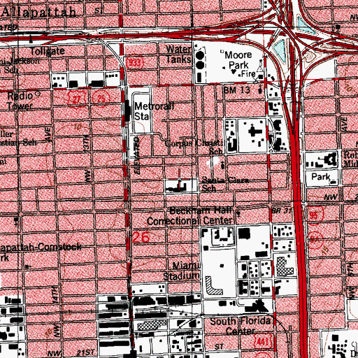 Topographic Map of Santa Clara Elementary School, FL