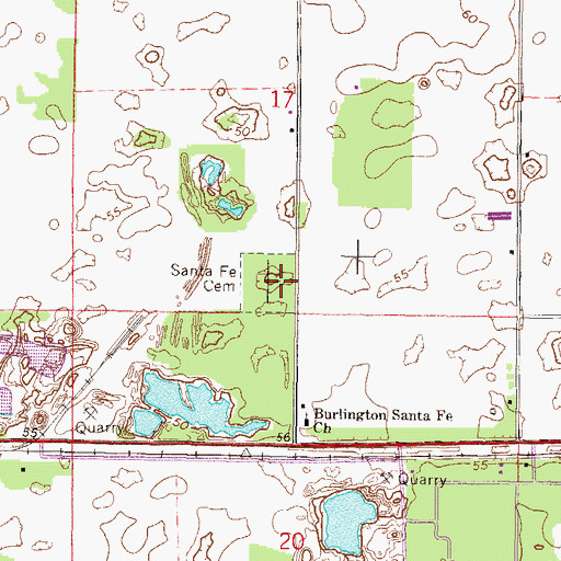 Topographic Map of Santa Fe Cemetery, FL
