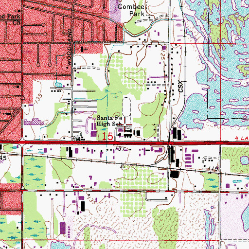 Topographic Map of Santa Fe High School, FL
