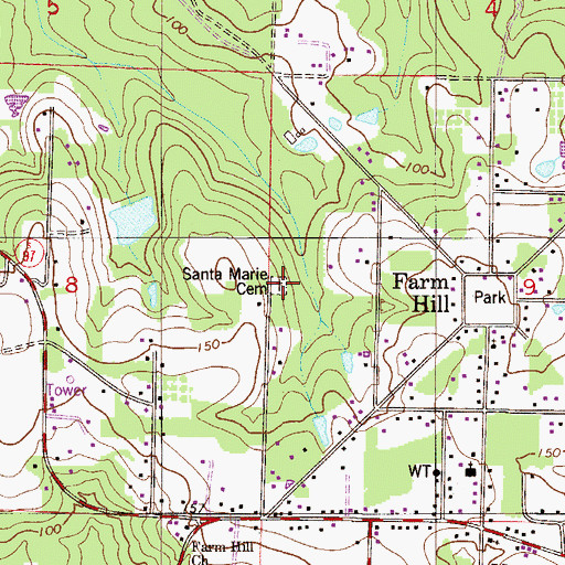 Topographic Map of Santa Marie Cemetery, FL