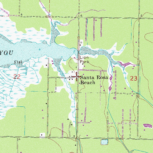 Topographic Map of Santa Rosa Beach, FL