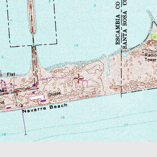 Topographic Map of Santa Rosa Island, FL