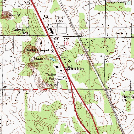 Topographic Map of Santos, FL