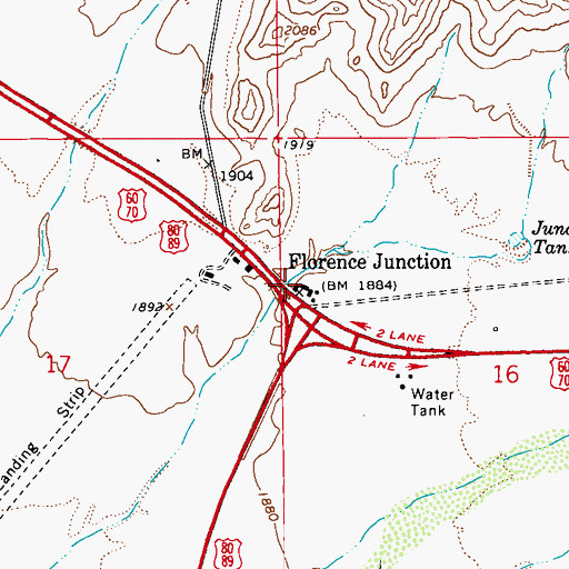 Topographic Map of Florence Junction, AZ