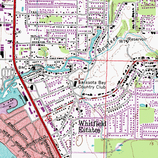 Topographic Map of Sarasota Bay Country Club, FL