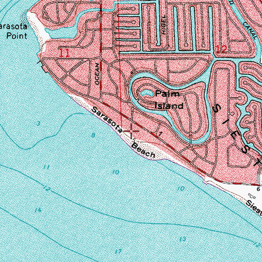 Topographic Map of Sarasota Beach, FL