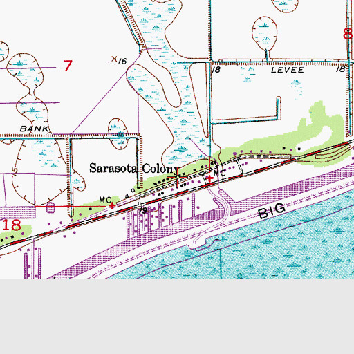 Topographic Map of Sarasota Colony, FL