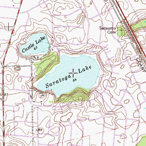 Topographic Map of Saratoga Lake, FL